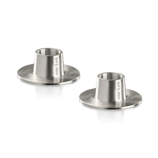 Ester and Erik Candle Holders 2pc - Matt Silver Small