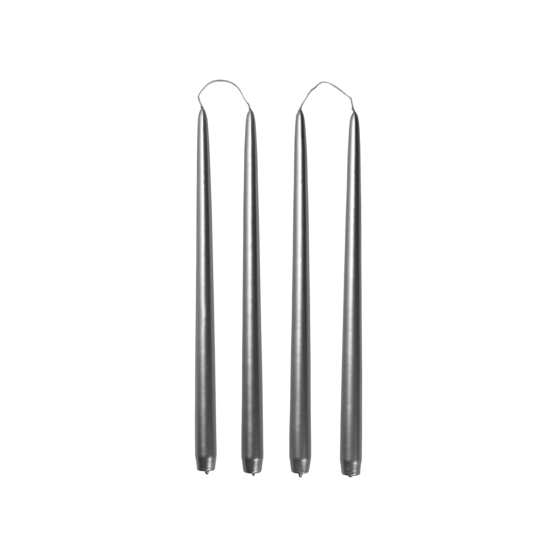 Smooth Taper Candle - Silver - Set 4