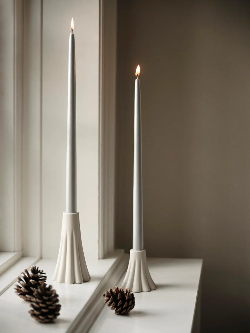 Smooth Taper Candle - Silver - Set 4
