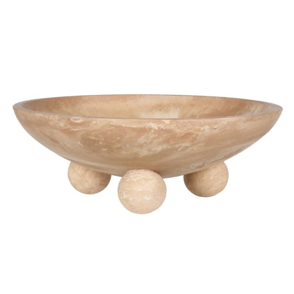 Travertine Round Footed Bowl