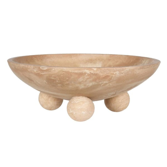 Travertine Round Footed Bowl