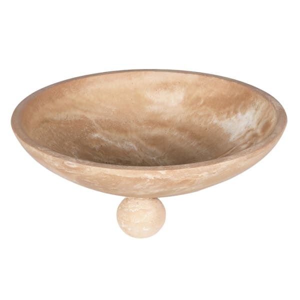 Travertine Round Footed Bowl