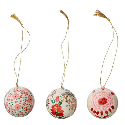 Papier Mâché Baubles Gaya Ø5cm Sage / Ruby