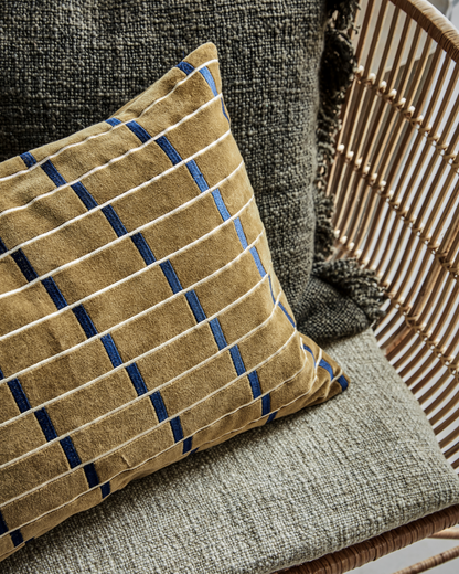 Blue Block Lines Cushion 70 x 50