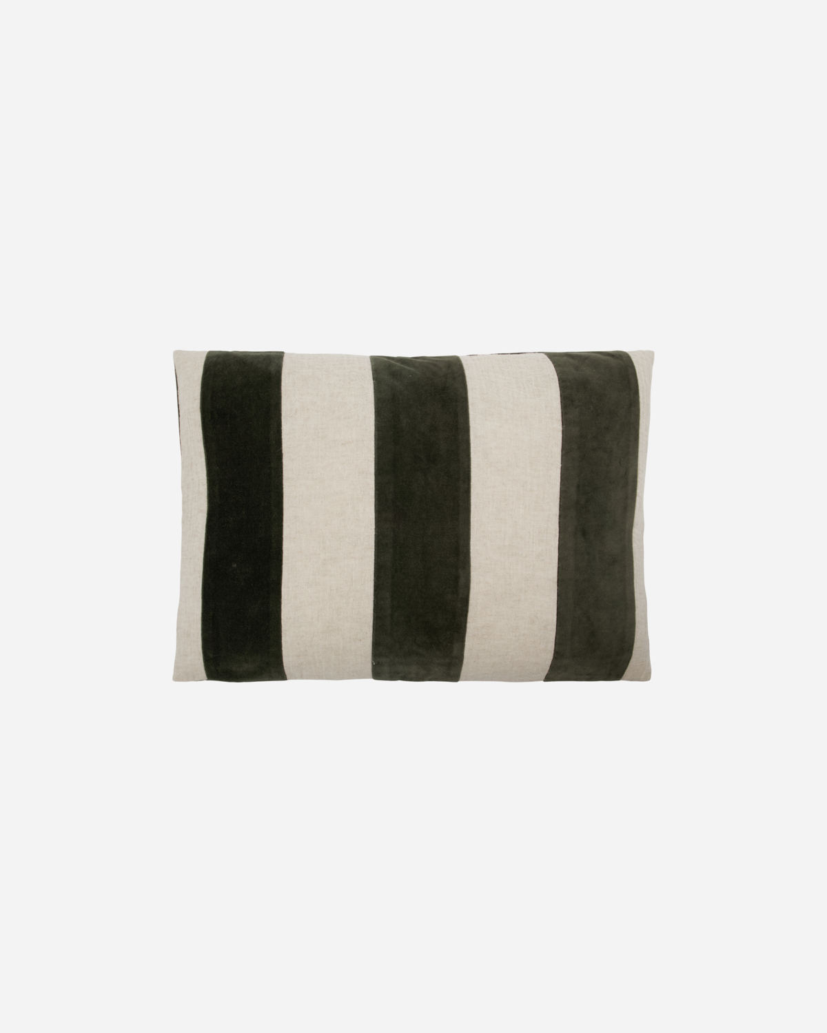 Block Stripe Cushion - Ivy / Cream