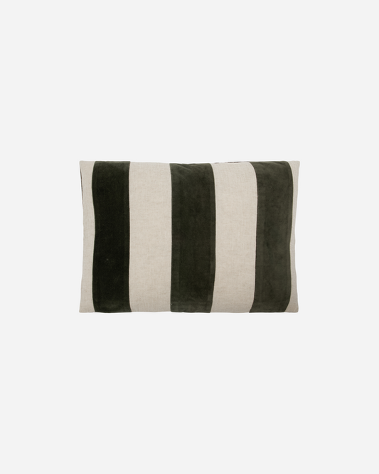 Block Stripe Cushion - Ivy / Cream