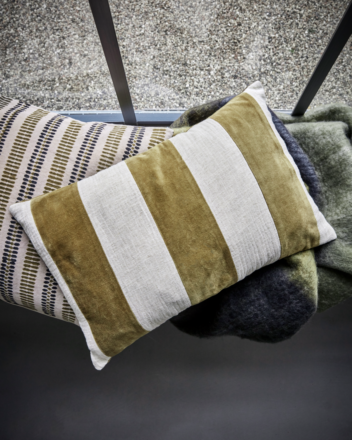 Block Stripe Cushion - Amber / Cream