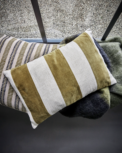 Block Stripe Cushion - Amber / Cream