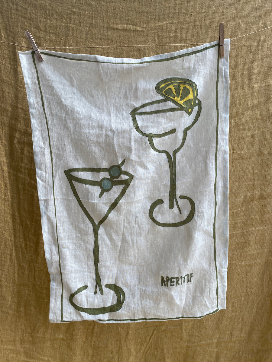 Amuse la Bouche Linen Tea Towel - Cocktail