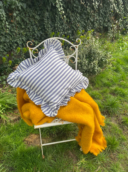 Amuse La Bouche Ruffle Cushion - Folkestone Blue Candy Stripe