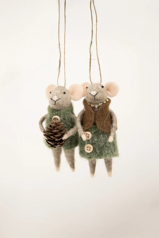 Mice Grey Brown - Button Skirt / Gold Necklace