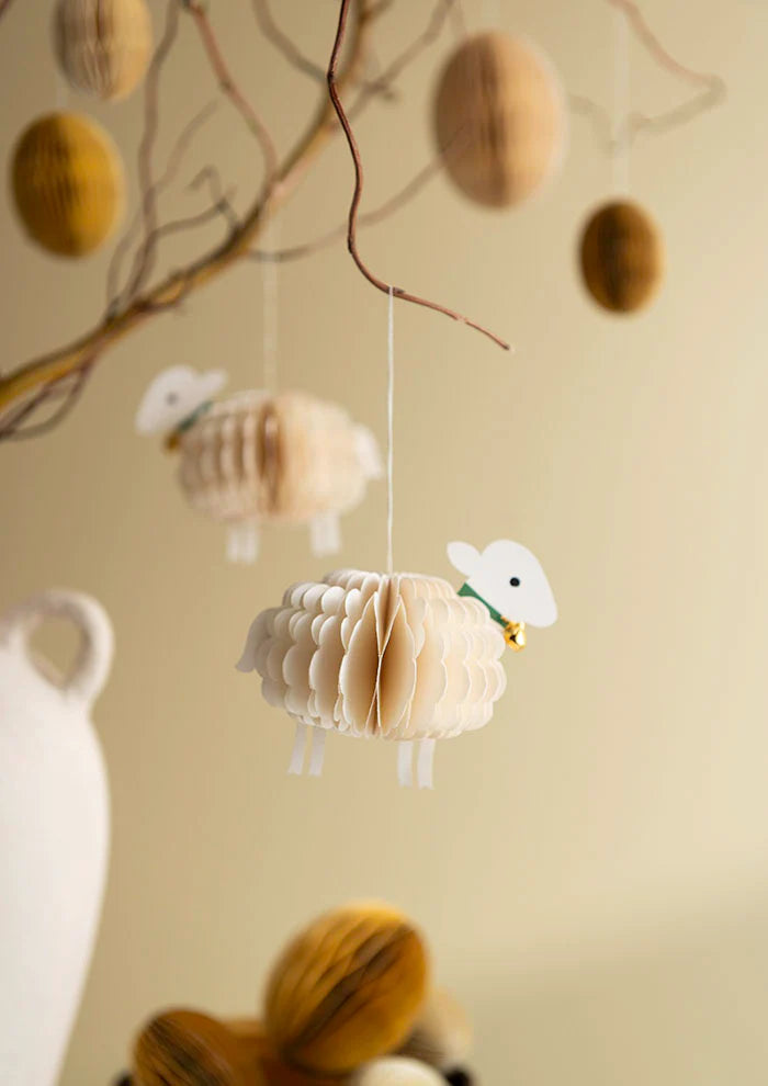 Honeycomb Sheep H8cm Off White S/2pcs