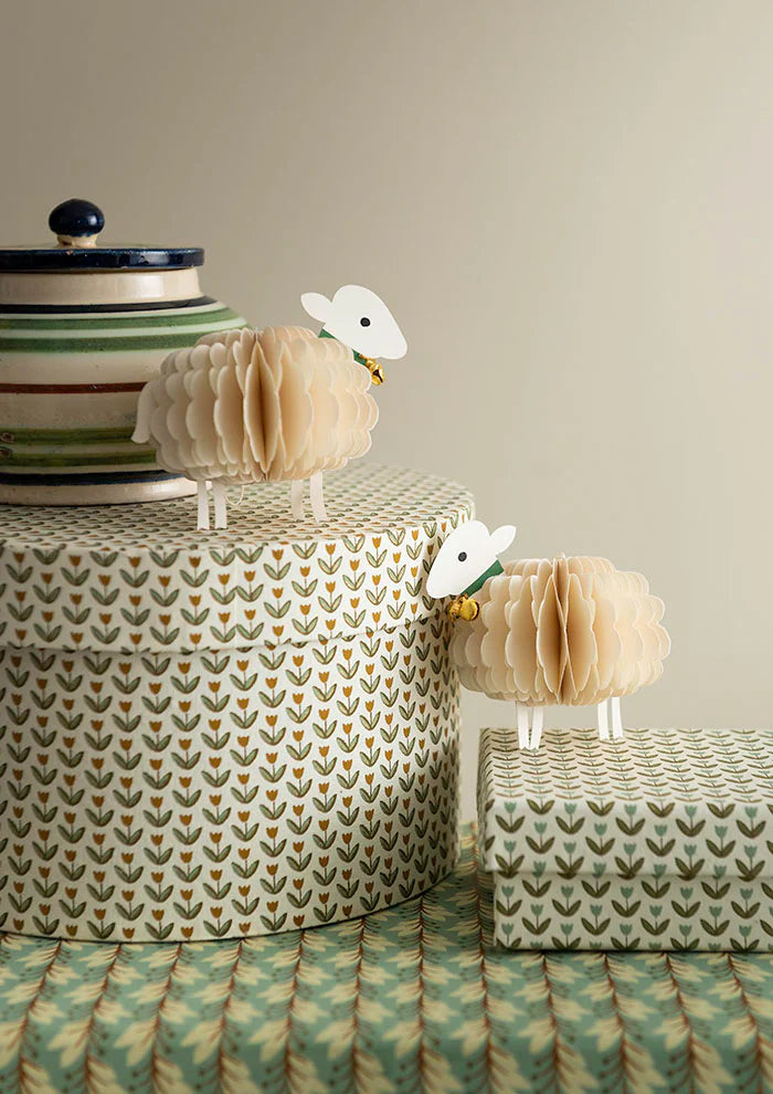 Honeycomb Sheep H8cm Off White S/2pcs