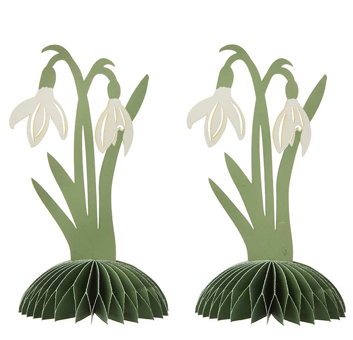 Honeycomb Standing Snowdrops 14cm Sage S/2pcs