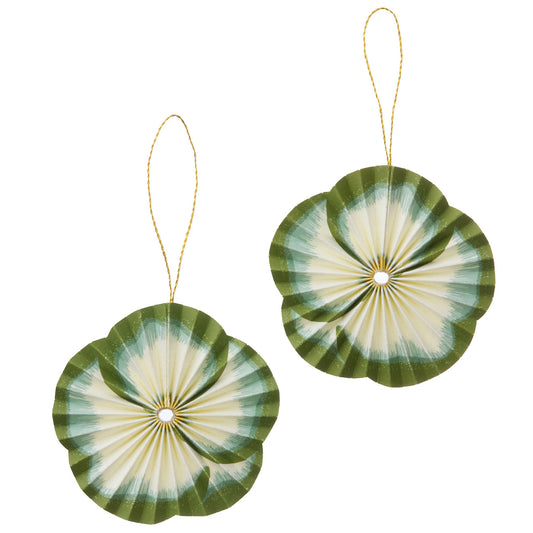 Paper Rosette Flower Ø11cm Green S/2pcs