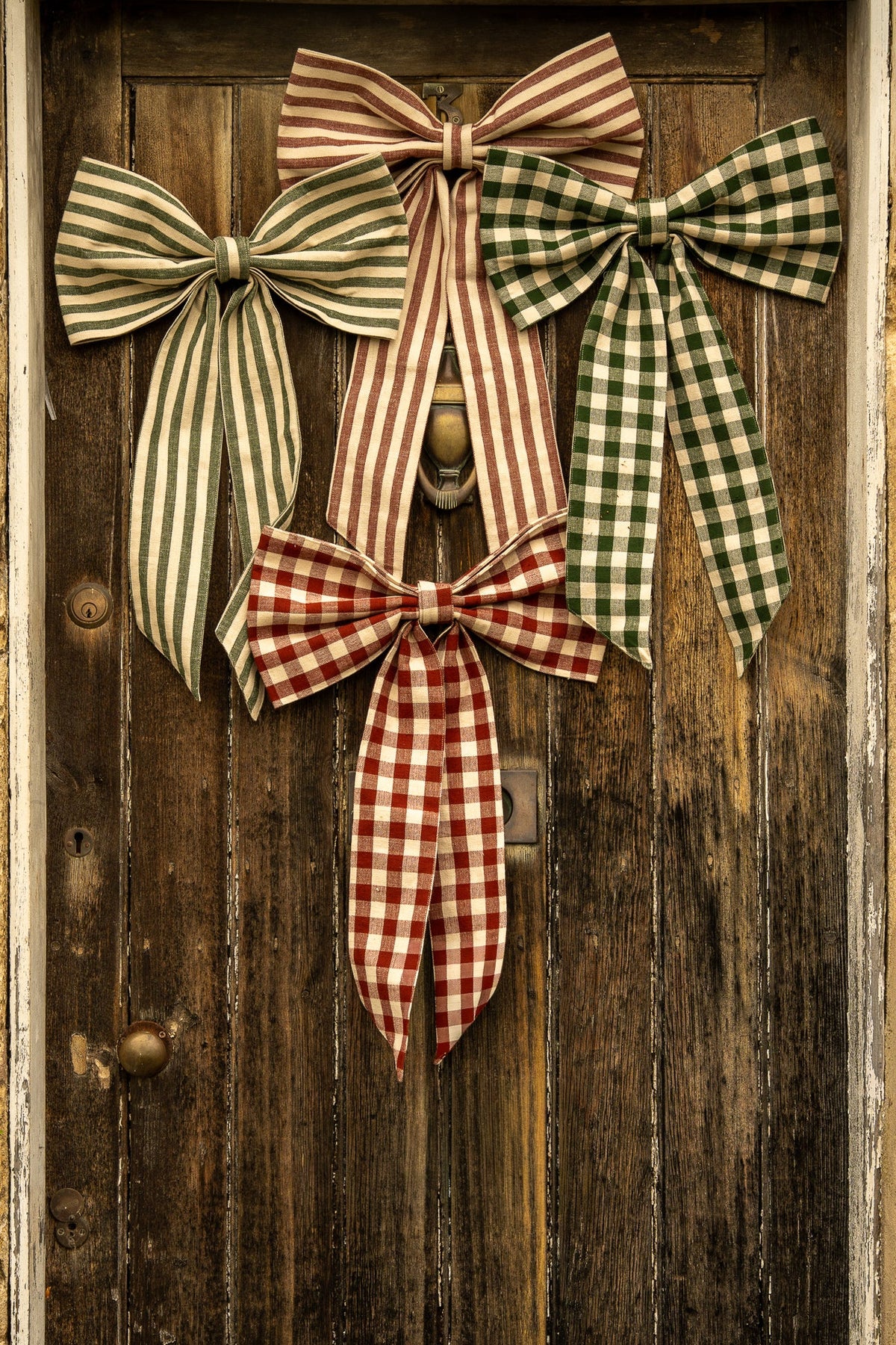 Large Stripe Bow - Pine Green