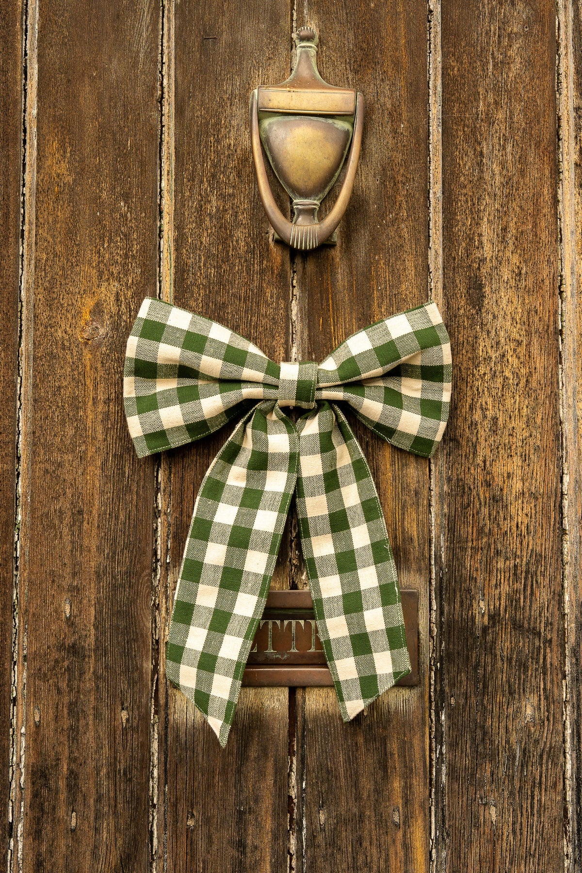 Small Gingham Bow - Pine Green