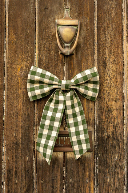 Small Gingham Bow - Pine Green