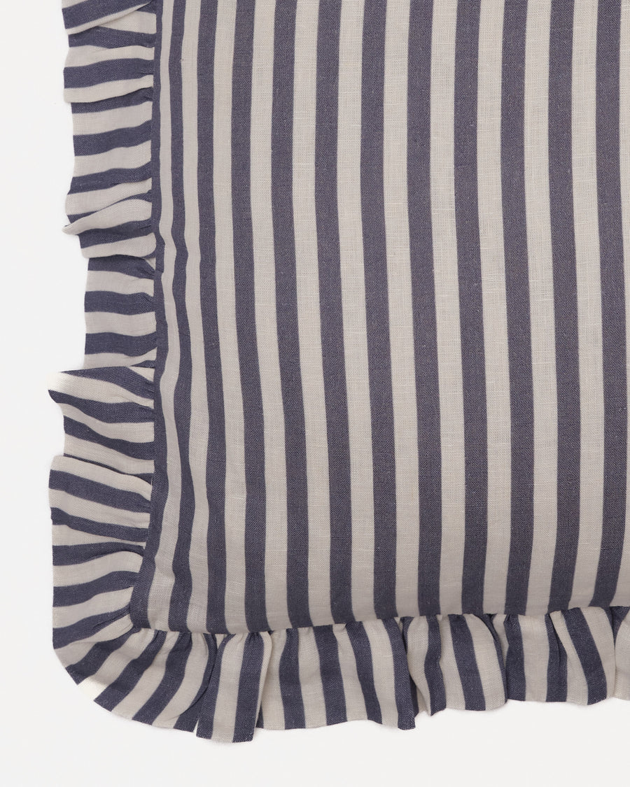 Amuse La Bouche Ruffle Cushion - Folkestone Blue Candy Stripe