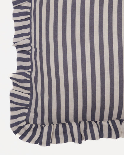 Amuse La Bouche Ruffle Cushion - Folkestone Blue Candy Stripe