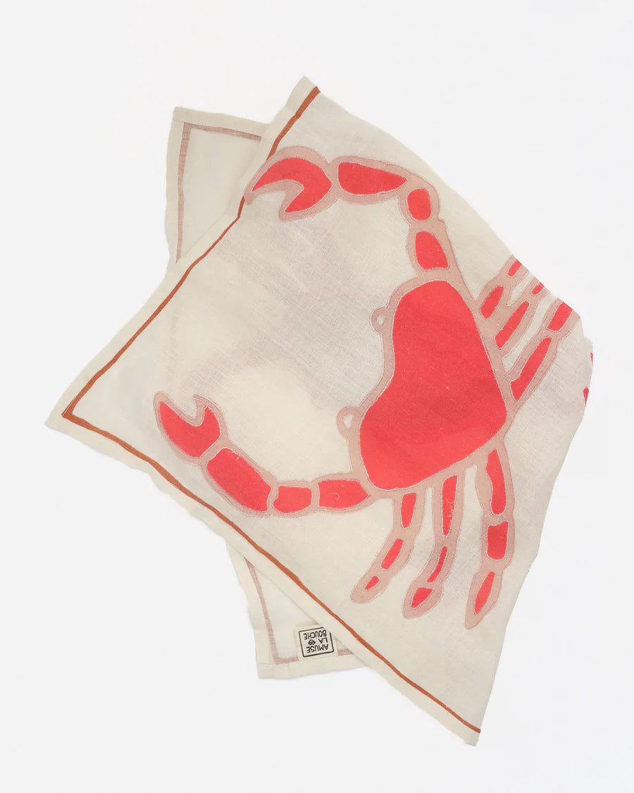 Amuse la Bouche Linen Tea Towel - Crab