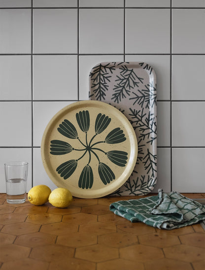Round Floral Birch Tray