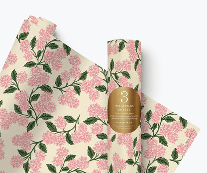 Rifle Paper Pink Hydrangea 3 Roll Wrap