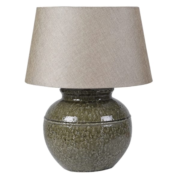 Moss Glaze Table Lamp with Linen Shade