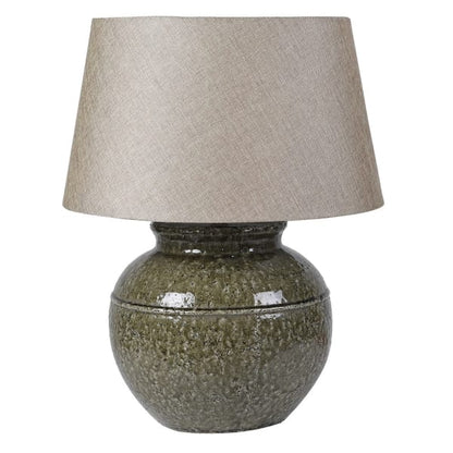 Moss Glaze Table Lamp with Linen Shade