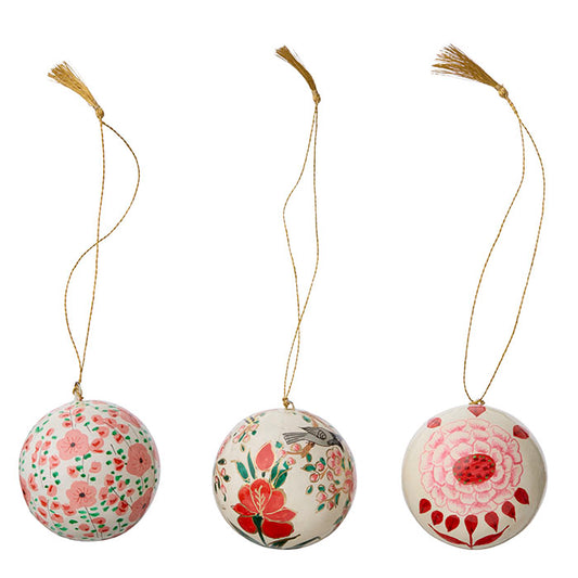 Papier Mâché Baubles Gaya Ø5cm Ruby / Sage