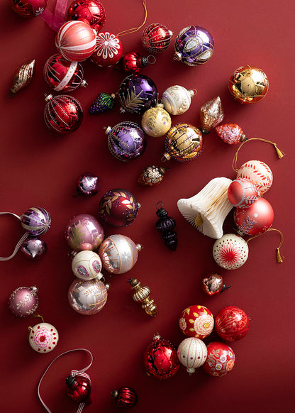 Papier Mâché Baubles Gaya Ø7cm Berry