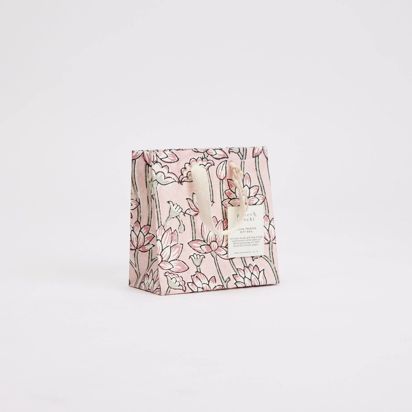 Hand Block Printed Gift Bags (Small) - Pink Earth Collection