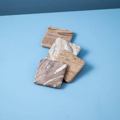 Waterfall Marble Square Coasters, Set of 4