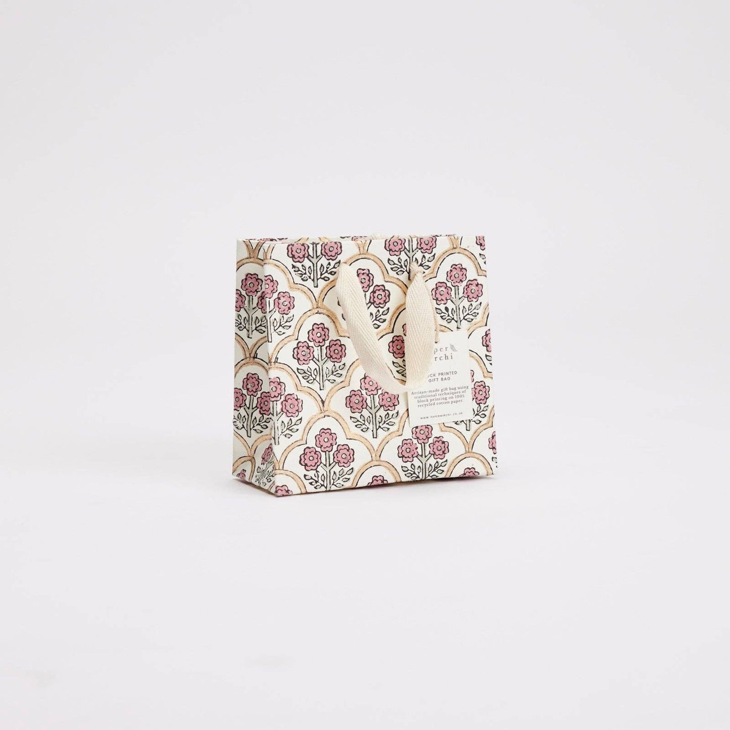 Hand Block Printed Gift Bags (Small) - Pink Earth Collection