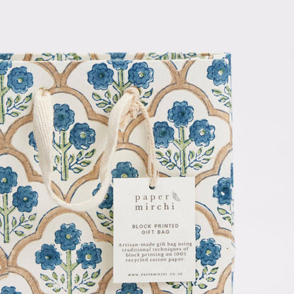 Hand Block Printed Gift Bags (Small) - Indigo Collection