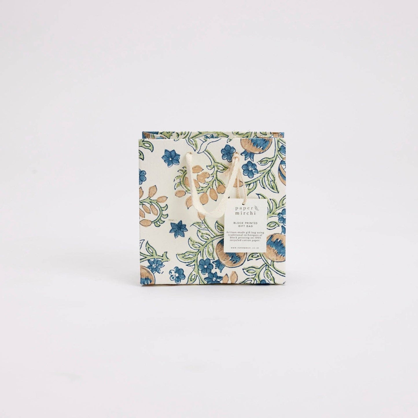 Hand Block Printed Gift Bags (Small) - Indigo Collection