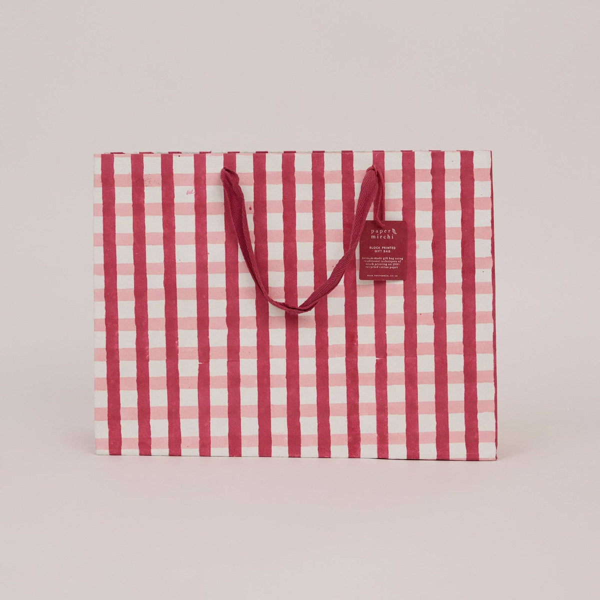 Block Printed Gift Bags (Large) - Christmas Pudding