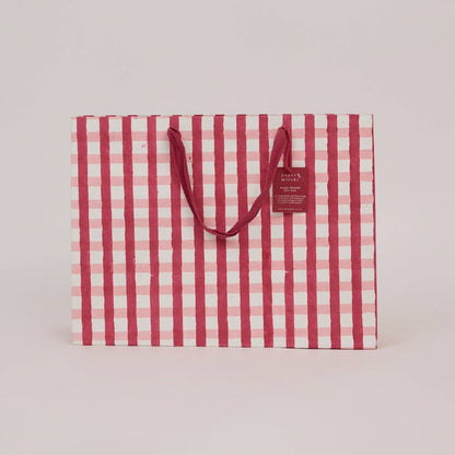 Block Printed Gift Bags (Large) - Christmas Pudding