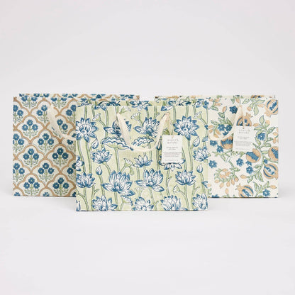 Hand Block Printed Gift Bags (Medium) - Indigo Collection