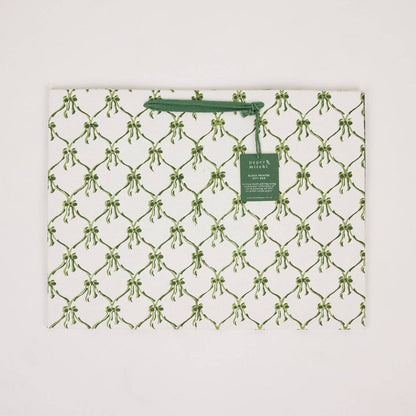 Block Printed Gift Bags (Large) - Holly Green