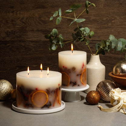 Luxury Handmade Winter Botanical Christmas Pillar Candle Soy / 1 Wick Candle 820g