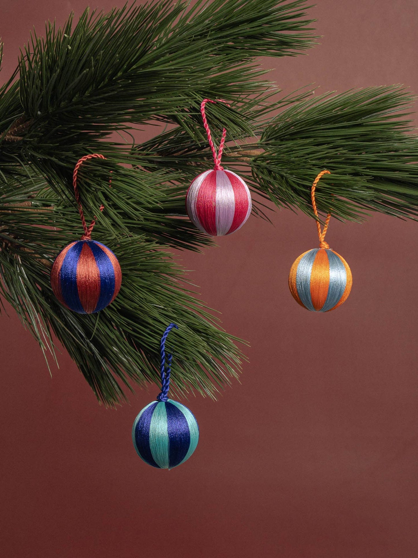 Stripe Baubles S 2" SET/4 - Multi Colour