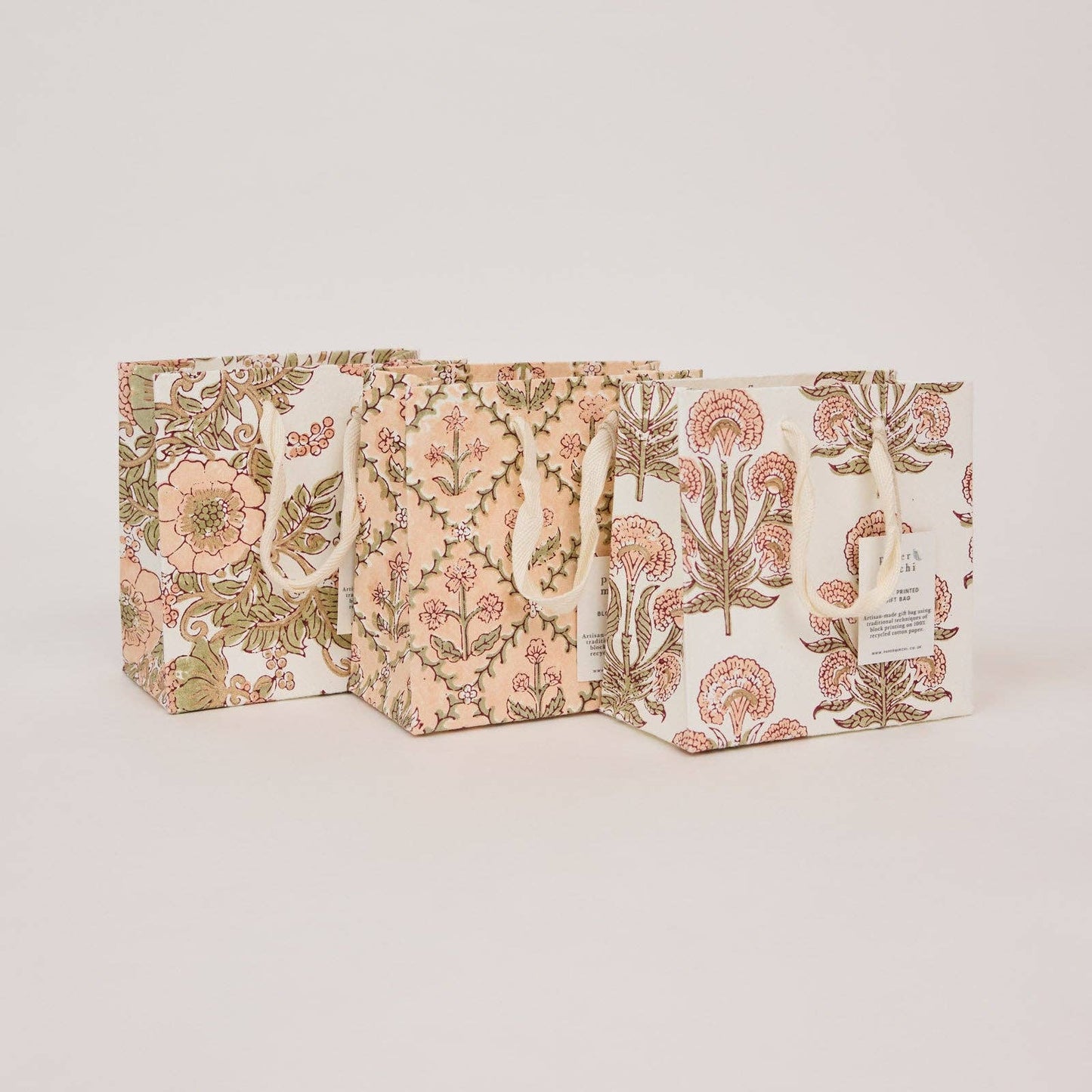 Hand Block Printed Gift Bags (Small) - Terracotta Collection