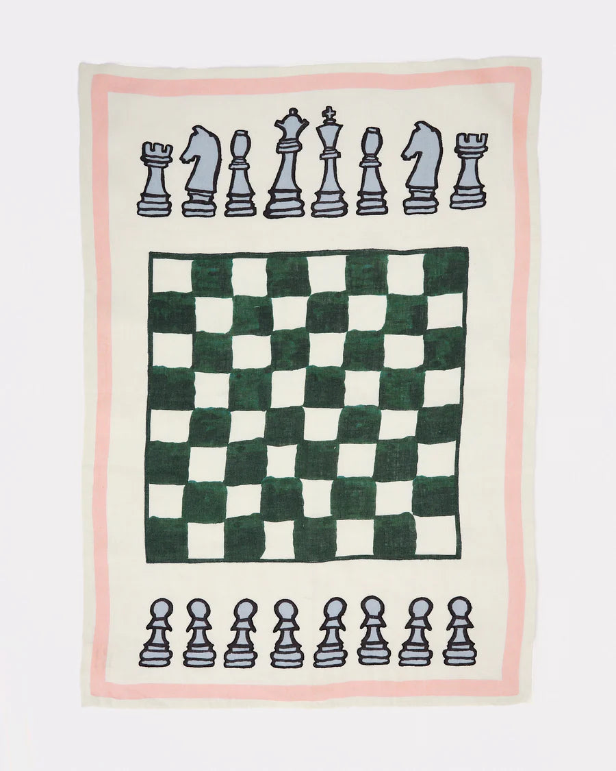 Amuse la Bouche Linen Tea Towel - Chess
