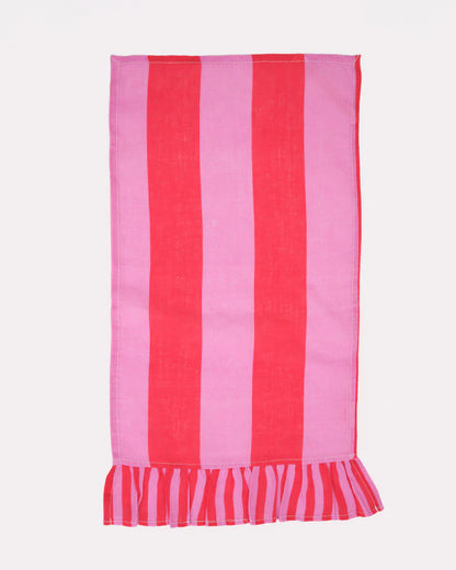 Amuse la Bouche Hand Towel set of 2 Fuchsia Stripe