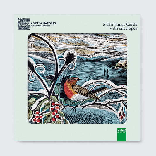 Angela Harding Scottish Robins Christmas Cards / PK 5