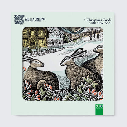 Angela Harding We Three Hares Christmas Cards / PK 5