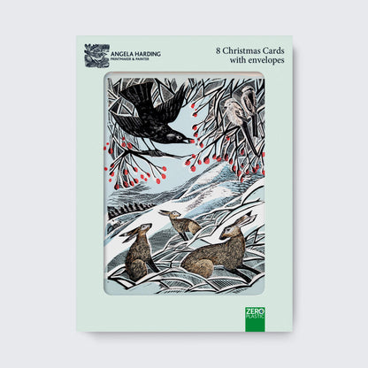Angela Harding Hares in Conversation Christmas Cards / PK 8