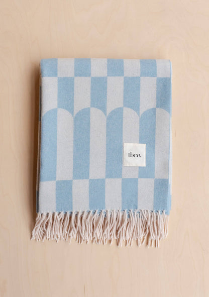 Lambswool Blanket in Blue Geo