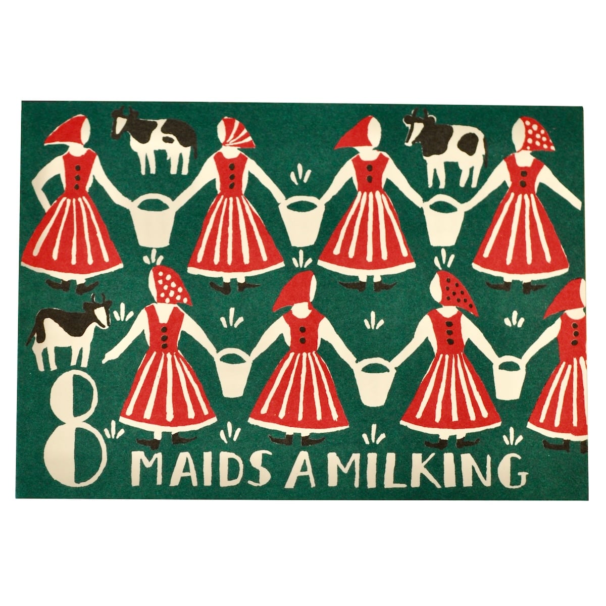 Cambridge Imprint Cards Eight Maids A-Milking / PK 10